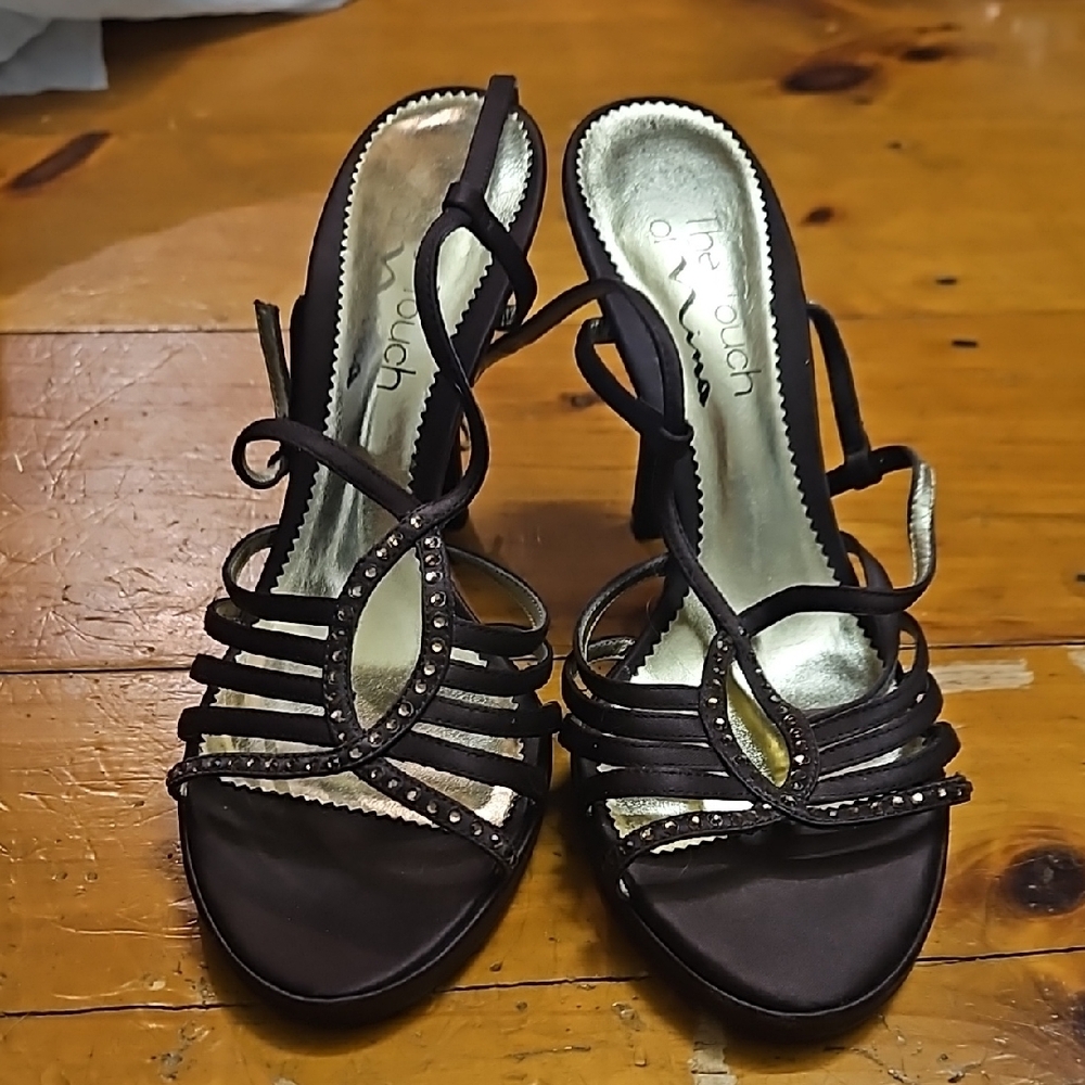 Black Heels with Strappy Design High Heel and Open Toe